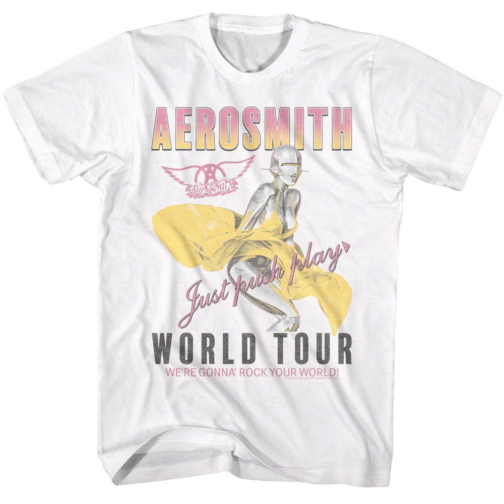 Aerosmith Just Push Play White Adult T Shirt